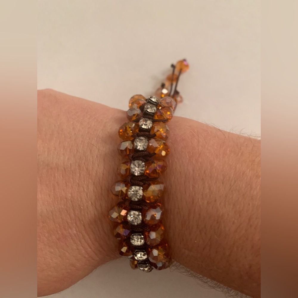 Handmade Crystal beaded adjustable Bracelet - Picture 2 of 2